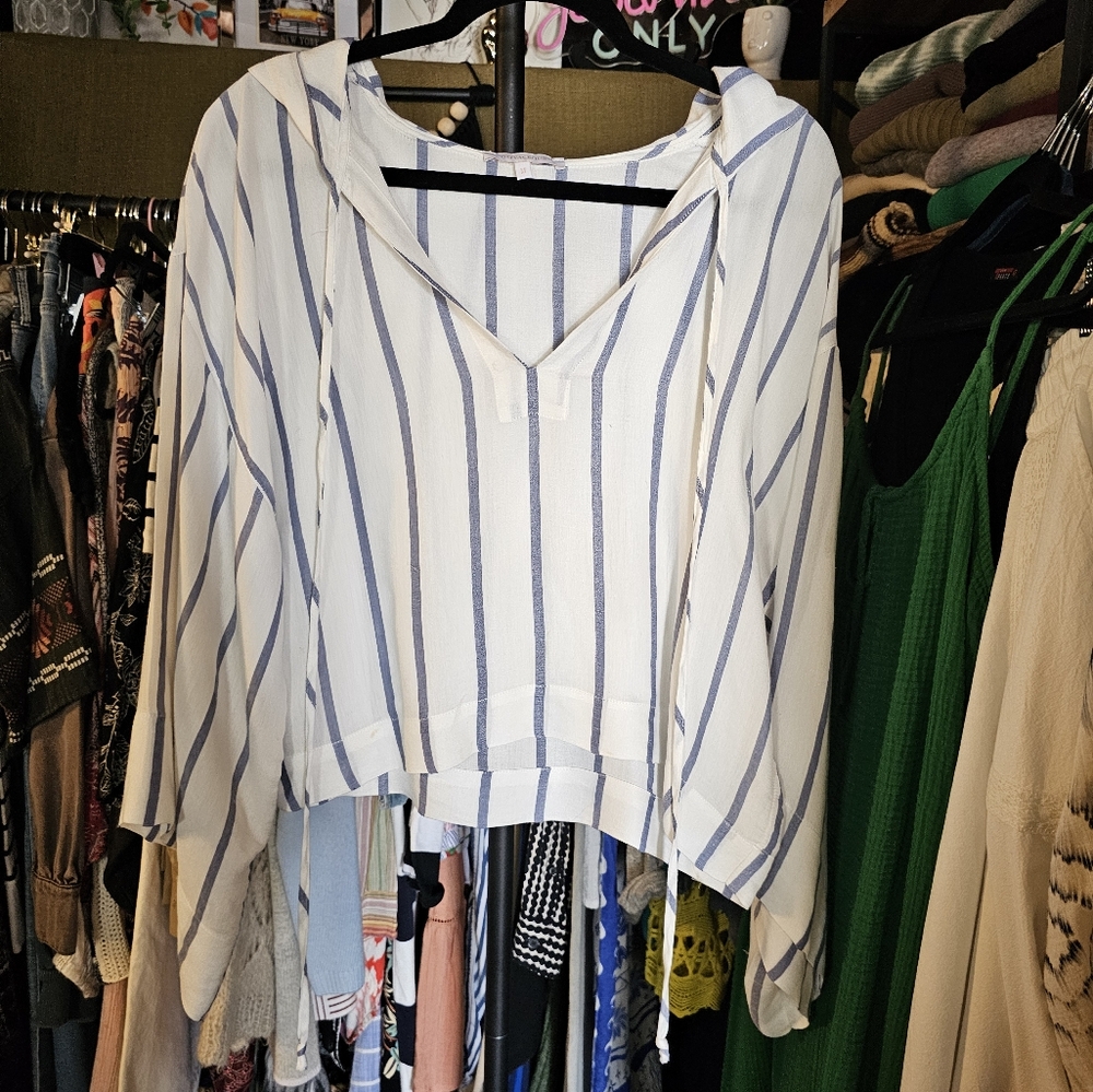 Striped Blue and White Women's Top